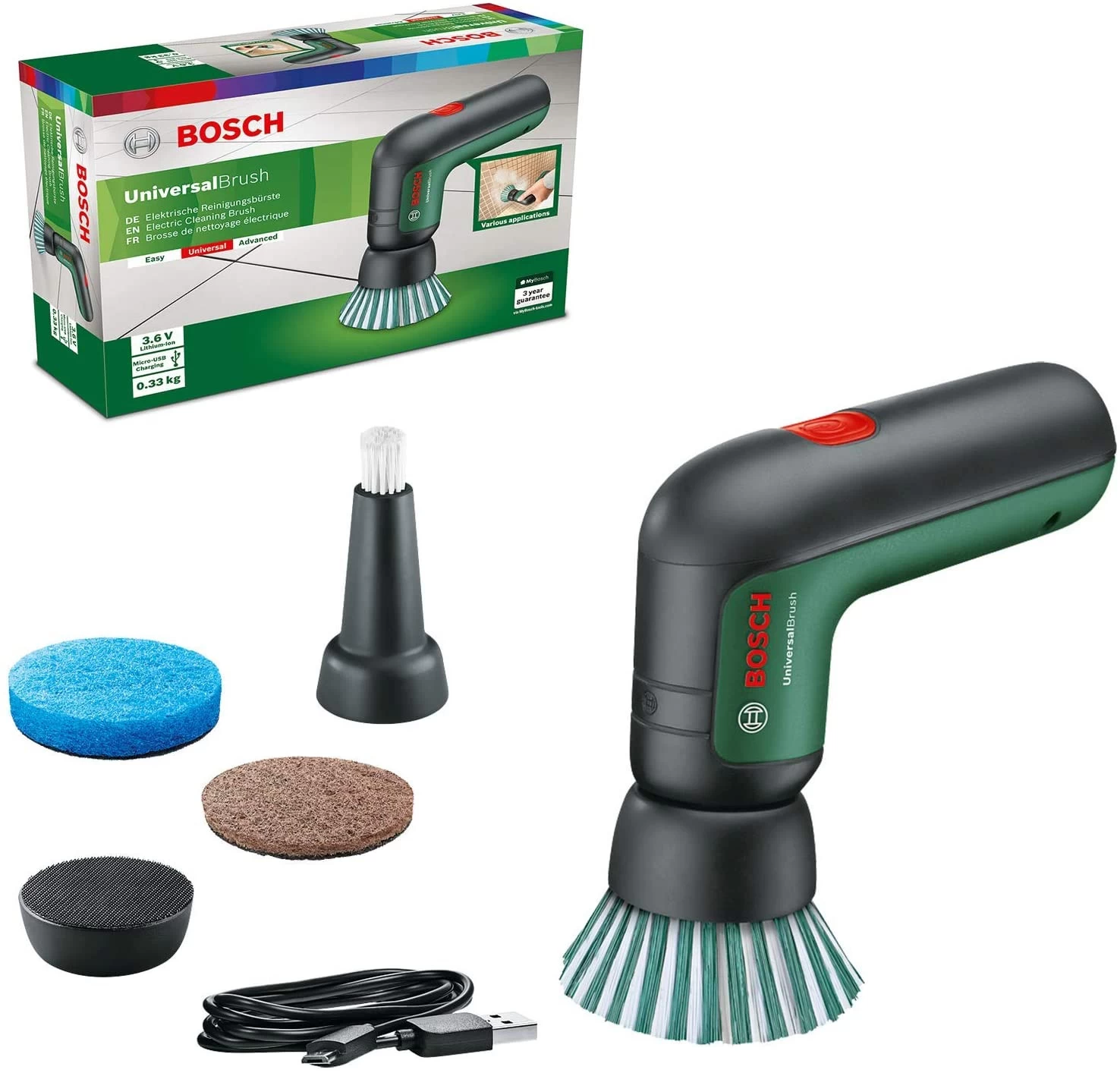 Аккумуляторная щетка для очистки Bosch UniversalBrush, 06033E0000 photo 1