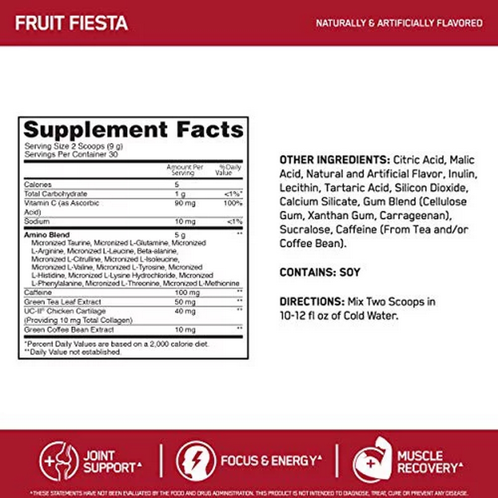 Предтренировочный комплекс Optimum Nutrition ON AMINO ENERGY UC-II FRUIT FIESTA 270G photo 3
