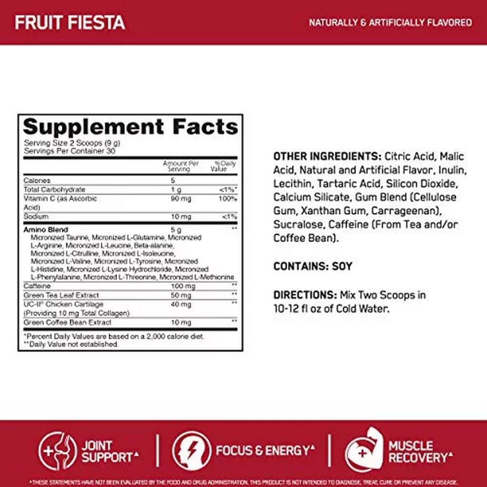 Complex Pre-antrenament Optimum Nutrition ON AMINO ENERGY UC-II FRUIT FIESTA 270G photo 3