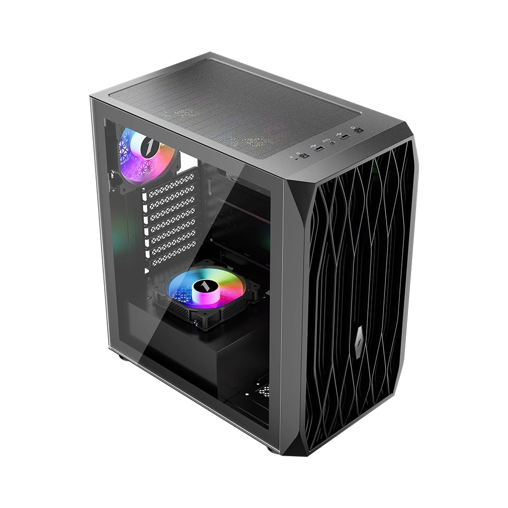 Carcasa Gaming 1STPLAYER AY7 / no PSU / Side-Window / 3x120mm / ATX / Black photo 1