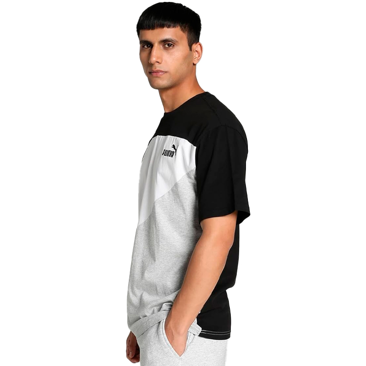 Tricou bărbătesc Puma POWER Colorblock Tee S Negru-alb photo 5