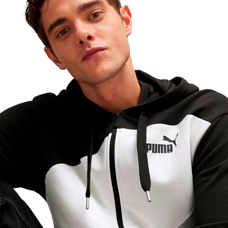 Hanorac pt bărbați Puma POWER Colorblock Full-Zip Hoodie TR XXL Negru-alb photo 5