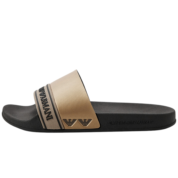 Slapi EA7 EMPORIO ARMANI WATER SPORTS TAPE SLIDE U TEXT pt Femei / 39 / Negru-bej photo 1
