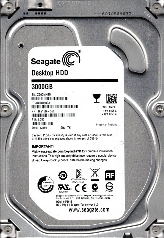 3.5" HDD 3.0TB Seagate ST3000DM003 BarraCuda™ Compute, 5400rpm, 64MB, SATAIII, FR photo 1