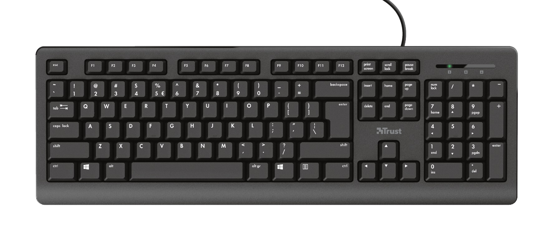 Trust Primo Keyboard, Silent typing, Spill-resistant, RU, USB, 1.8m, Black photo 1
