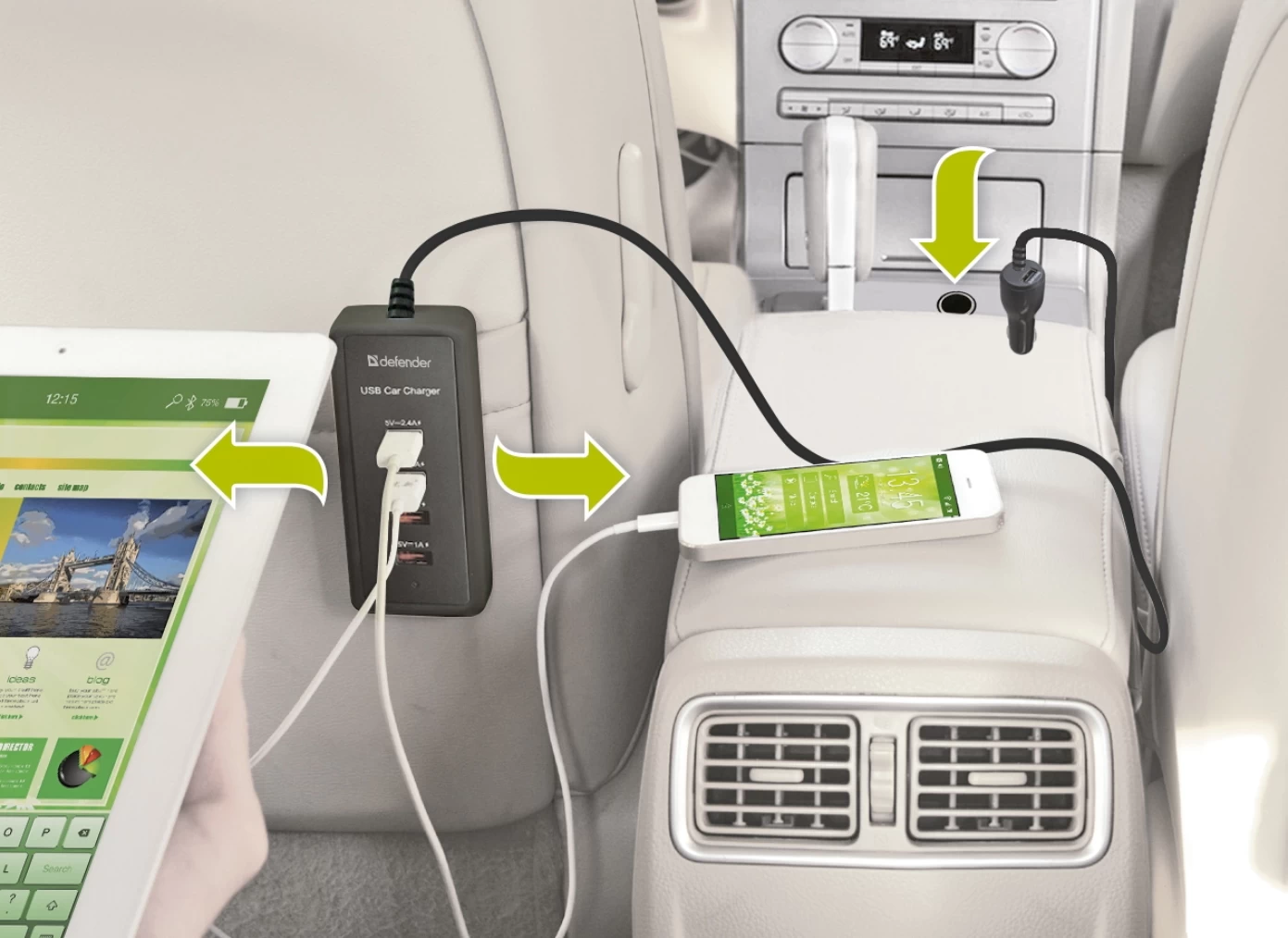 Зарядное устройство авто. для телефона Defender ACA-02 5 porturi USB, 5V/9.2A photo 3