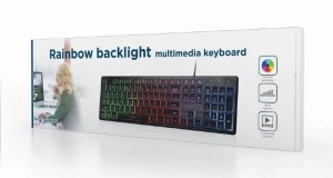 Gembird KB-UML-02 "Rainbow" Backlight Multimedia Keyboard, 104 pcs, US layout, black thumbnav 4
