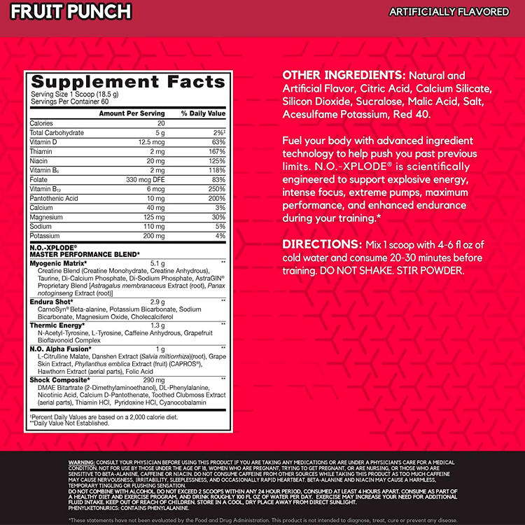 Complex Pre-antrenament BSN No Xplode Legendary Pre-Workout fruit punch 2.45lb photo 2