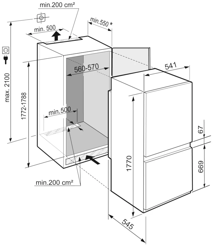Frigider cu doua usi Liebherr ICNSf5103 / 253 l / 178.8 cm / F / Alb photo 3