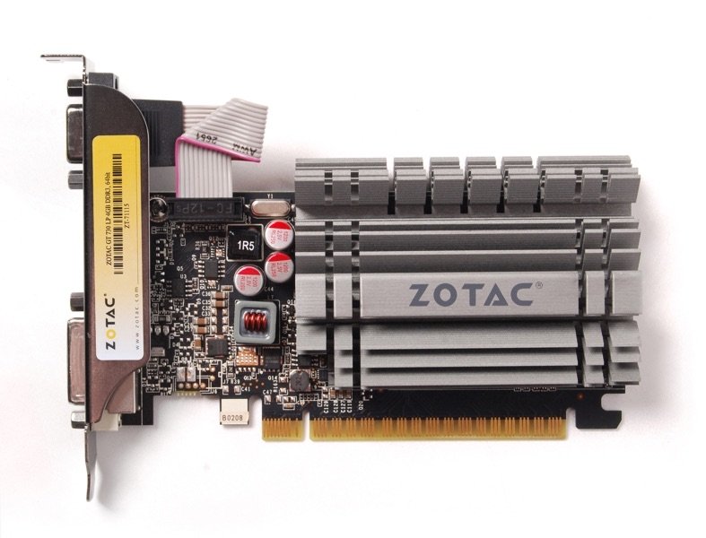 ZOTAC GeForce GT730 Zone Edition 4GB GDDR3, 64bit, 902/1600Mhz, Passive Heatsink, 1.5 Slot, HDCP, VGA, DVI-D, HDMI, Low Profile, 2x Low profile bracket included, Lite Pack photo 1