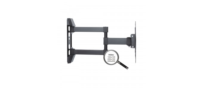 TV-Wall Mount for 23-42” - PureMounts ”PM- FM12-200”, Tilted, up to 30kg, Tilt: +3/ -10°, 56mm - 415mm wall distance, max.VESA 200x200, Steel black photo 2