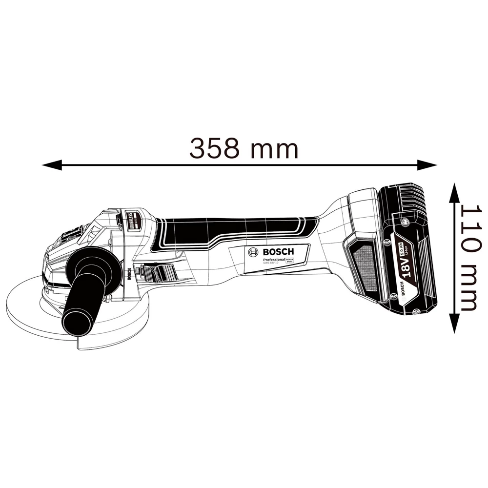 Polizor unghiular Bosch GWS 18V-10 2x5.0Ah, 06019J4004 photo 3