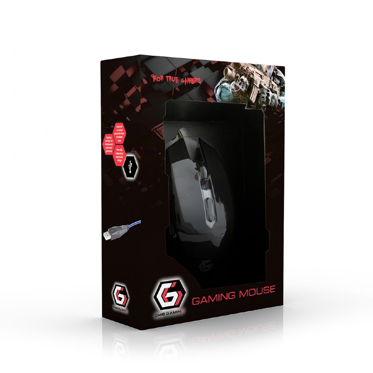 Gembird MUSG-001-G, Gaming Optical Mouse, 2400dpi adjustable, 6 buttons,  Illuminated scroll wheel, logo and side accents; Non-slip rubberized ergonomic design, Practical tangle free nylon mesh cable, USB, Black-Green photo 3