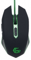 Gembird MUSG-001-G, Gaming Optical Mouse, 2400dpi adjustable, 6 buttons,  Illuminated scroll wheel, logo and side accents; Non-slip rubberized ergonomic design, Practical tangle free nylon mesh cable, USB, Black-Green thumbnav 1