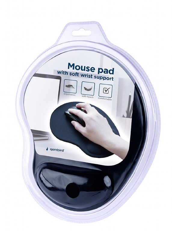Gembird Mouse pad MP-ERGO-01, Mouse pad with soft wrist support, black photo 2