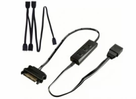 XILENCE LQZ.ARGB_Set Cable (XZ172), Cooling Control Set for  ARGB components: 5V D/P 3PIN connections, 1x Mini Cable Controller, 1x 1 to 4 ARGB Splitter 