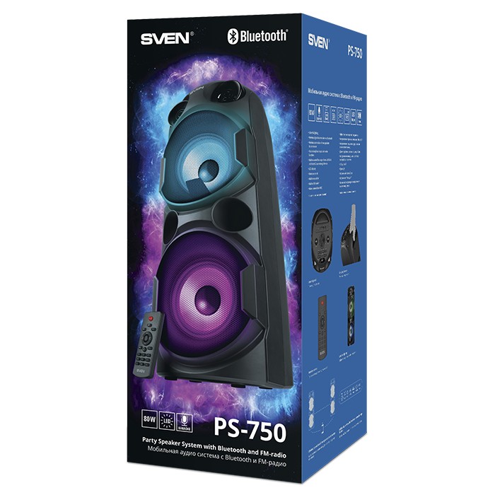 Портативная Колонка SVEN PS-750 Black / 50W / Bluetooth / FM tuner / USB / microSD photo 8