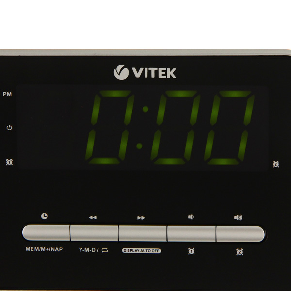 Ceas-radio Vitek VT-6605 Digital / Argintiu cu negru / Mono photo 3