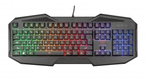 Trust Gaming GXT 830-RW Avonn Keyboard, RU, 12 direct-access media keys, Anti-Ghosting, Gaming mode, USB, Black thumbnav 1