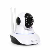 Gembird Rotating HD WiFi camera, 720p indoor WiFi IP-camera with built-in microphone, speaker, LAN port, microSD slot, Rotates up to 350° horizontally and 90° vertically, Motion detection and alarm alerts, lFree apps for Android and iOS, White thumbnav 1