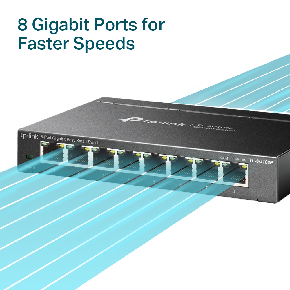 Коммутатор TP-LINK TL-SG108E / 8 port / Gigabit / RJ45 / steel case photo 3