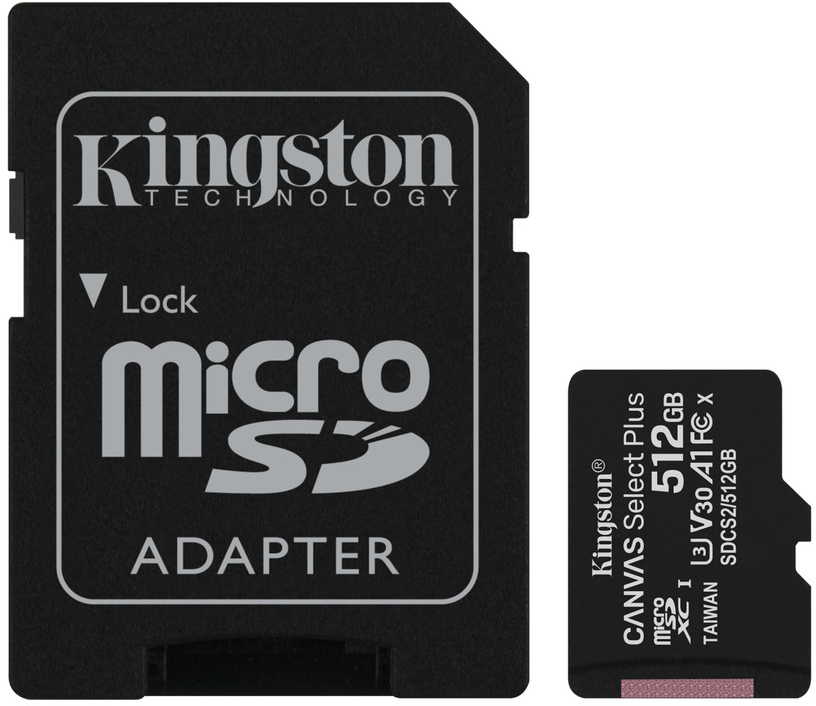 Карта памяти microSD 512GB Kingston Canvas Select Plus, 100MBps, + SD adapter photo 1