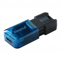 256GB USB-С3.2 Kingston DataTraveler 80M, Black/Blue, USB-C, Cap design, Stylish slim plastic casing fits, Keyring Loop (Read 200 MByte/s) thumbnav 2