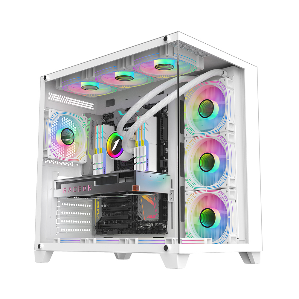 Игровой корпус 1STPLAYER MV8-TP / no PSU / Side-Window / 7x120mm / ATX / White photo 2