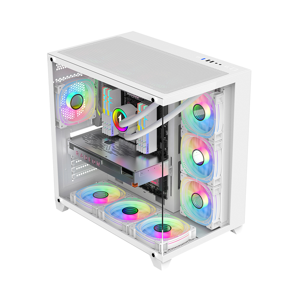 Игровой корпус 1STPLAYER MV8-TP / no PSU / Side-Window / 7x120mm / ATX / White photo 3
