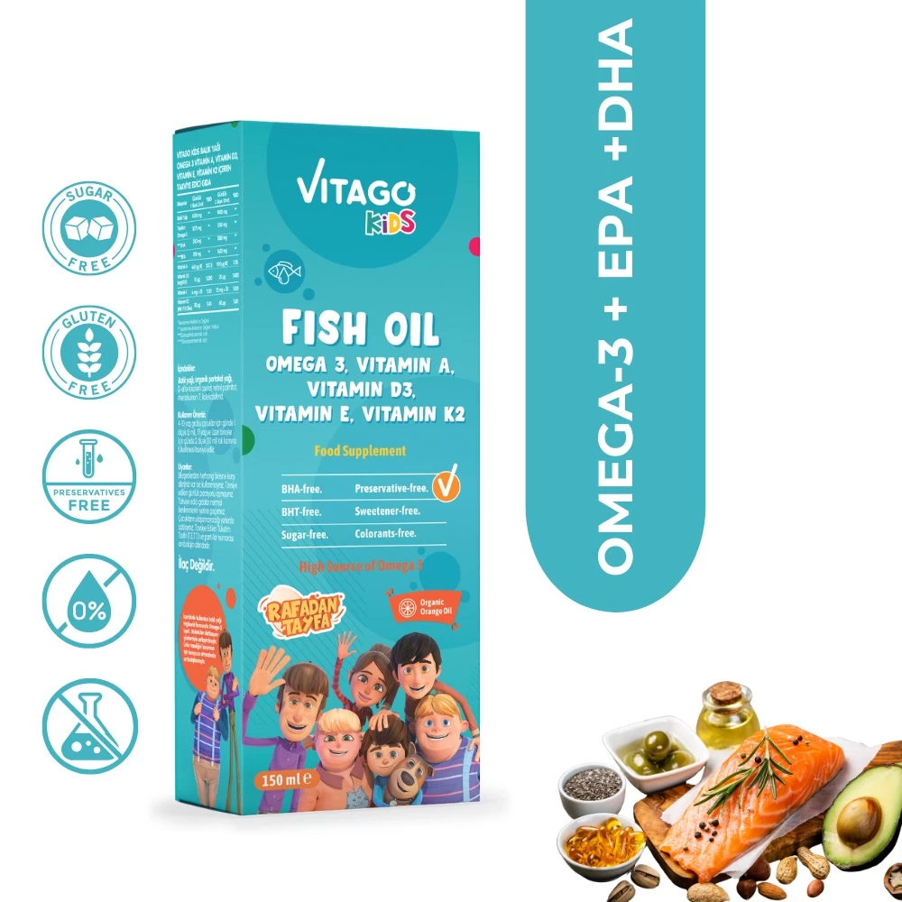 Vitamine Vitago Kids Fish Oil / Omega-3, EPA, DHA / 150 ml Sirop photo 1