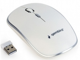 Gembird MUSW-4B-01-W, Wireless Optical Mouse, 2.4GHz, 4-button, 800/1200/1600dpi, Nano Reciver, USB, White thumbnav 1
