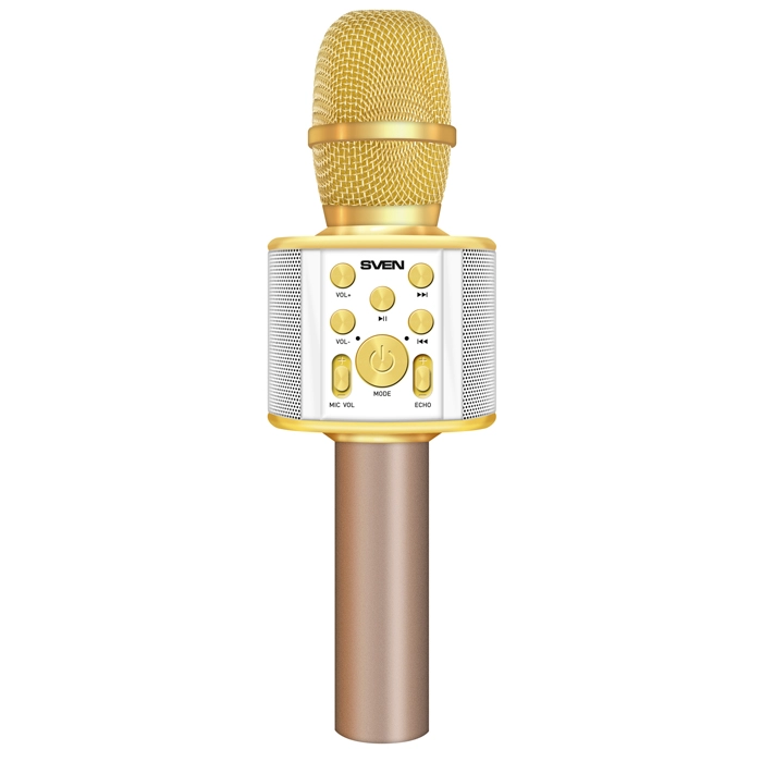 SVEN MK-950, Microphone for karaoke, white-gold (6W, Bluetooth, microSD, 1200mA*h) photo 1