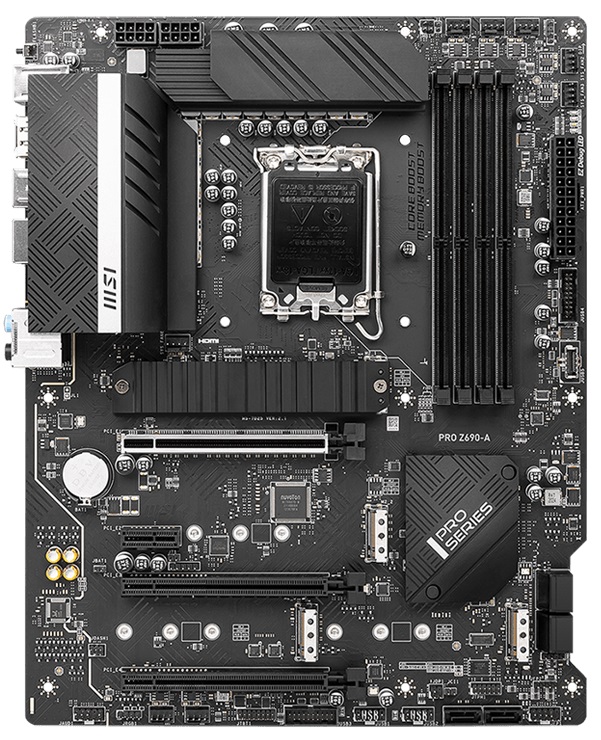 MSI PRO Z690-A , Socket 1700, Intel® Z690 (12th Gen CPU), CPU graphics, HDMI, DP, Dual 4xDDR5-6400, 3xPCIe X16 5.0, 6xSATA3, RAID, 4xM.2 4.0, 1xPCIe X1, ALC897 HDA 7.1, 2.5GbE LAN, 1xUSB-C3.2Gen2x2,2xUSB3.2Gen2(A+C), 6xUSB3.2, RGB Mystic Light, ATX photo 1