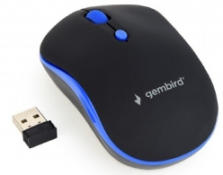 Gembird MUSW-4B-03-B, Wireless Optical Mouse, 2.4GHz, 4-button, 800/1200/1600dpi, Nano Reciver, USB, Black/Blue thumbnav 1