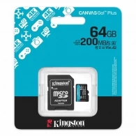 Карта памяти microSD 64GB Kingston Canvas Go! Plus, A2, 170MB/s, + SD adapter 