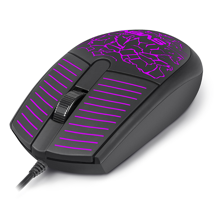 SVEN RX-70, Optical Mouse, Changeable backlighting, Soft Touch coating, 2+1 (scroll wheel), 1200 dpi, USB,  2m, Black photo 2