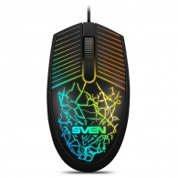 SVEN RX-70, Optical Mouse, Changeable backlighting, Soft Touch coating, 2+1 (scroll wheel), 1200 dpi, USB,  2m, Black thumbnav 1