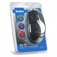 SVEN RX-70, Optical Mouse, Changeable backlighting, Soft Touch coating, 2+1 (scroll wheel), 1200 dpi, USB,  2m, Black thumbnav 11