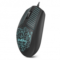 SVEN RX-70, Optical Mouse, Changeable backlighting, Soft Touch coating, 2+1 (scroll wheel), 1200 dpi, USB,  2m, Black thumbnav 6