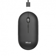 Trust Puck Rechargeable Bluetooth Wireless Mouse, Silent Click, Bluetooth, 2.4GHz, Nano receiver, 800/1200/1600 dbi, USB, Black 