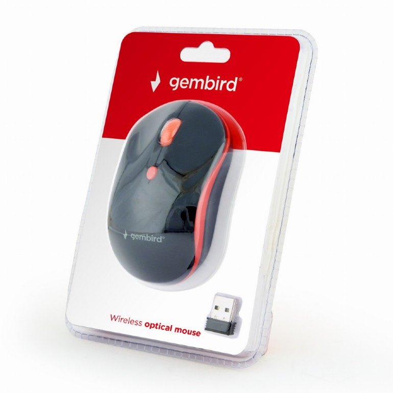 Gembird MUSW-4B-03-R, Wireless Optical Mouse, 2.4GHz, 4-button, 800/1200/1600dpi, Nano Reciver, USB, Black/Red photo 3