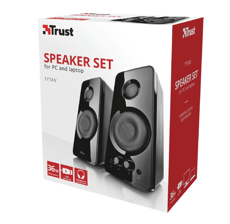 Boxe 2.0 Trust Tytan Black / 36W / 3,5 AUX / USB power photo 3
