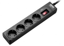 Surge Protector APC Essential P43B-RS, 4 Sockets, 230V, Input power 2300W, Peak Current 36.0 kA, Surge energy rating 918 joules, 1 m, Black 