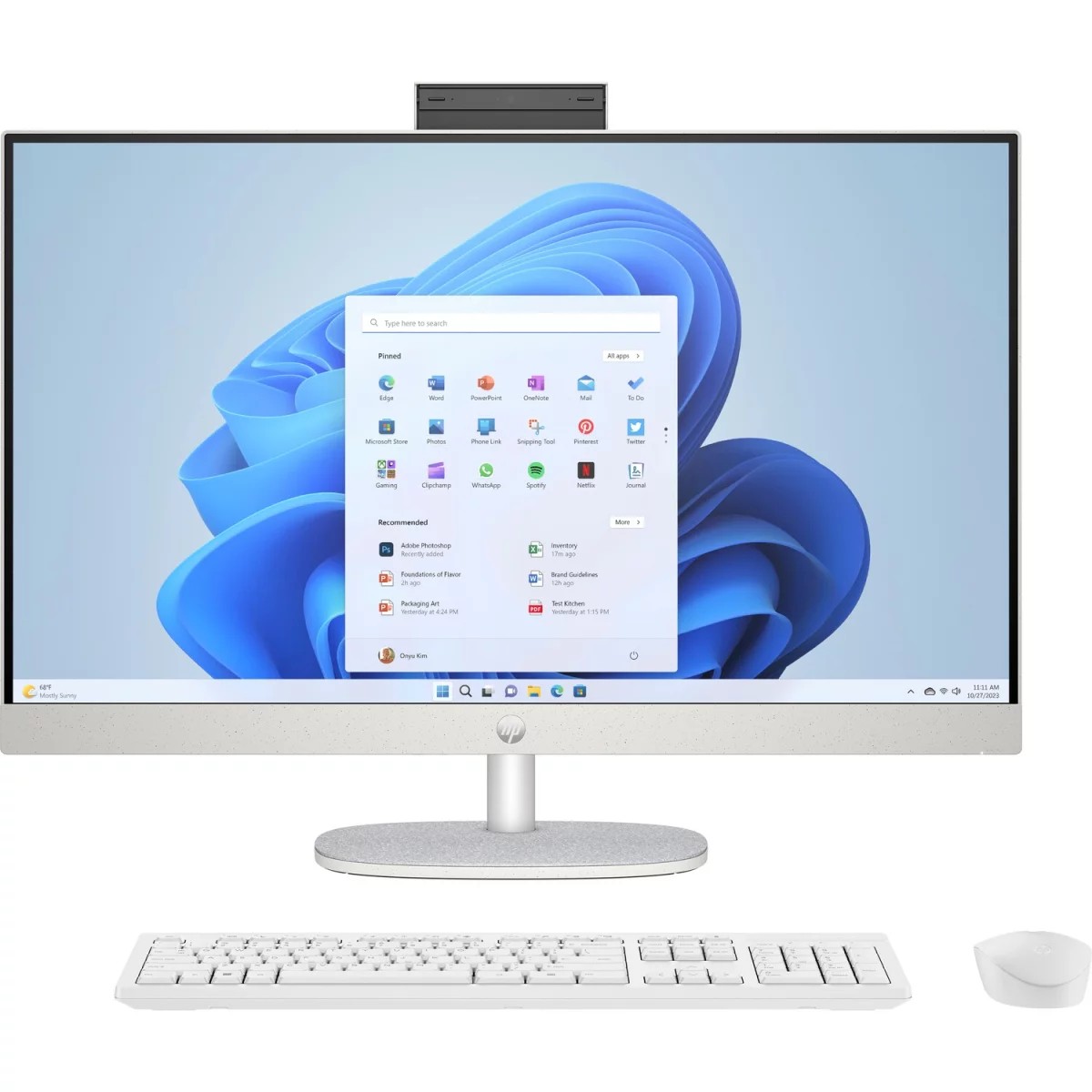 All-in-One PC - 27" HP AiO 27-cr0003ci 27" FHD IPS Non-Touch, AMD Ryzen 7 7730U, RAM 16GB (2x8GB) DDR4 3200 SODIMM, 512Gb 2280 M.2 PCIe NVMe SSD, AMD Integrated Graphics, CR, HD Cam, WiFi6 2x2 + BT5.2, HDMI, LAN, KB&MS White Wireless 510SP, FreeDos, Shell photo 1