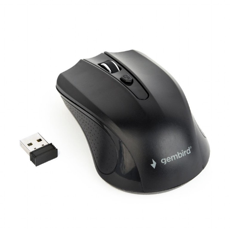 Gembird MUSW-4B-04, Wireless Optical Mouse, 2.4GHz, 800/1200/1600dpi, Nano Reciver, USB, Black photo 1