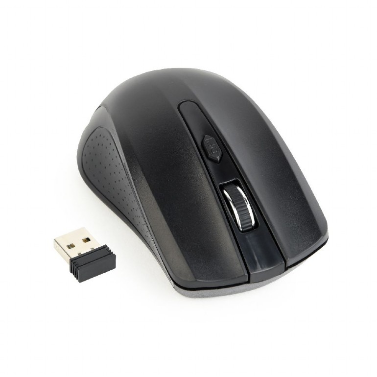 Gembird MUSW-4B-04, Wireless Optical Mouse, 2.4GHz, 800/1200/1600dpi, Nano Reciver, USB, Black photo 2