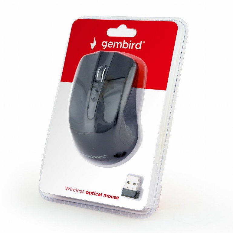 Gembird MUSW-4B-04, Wireless Optical Mouse, 2.4GHz, 800/1200/1600dpi, Nano Reciver, USB, Black photo 3