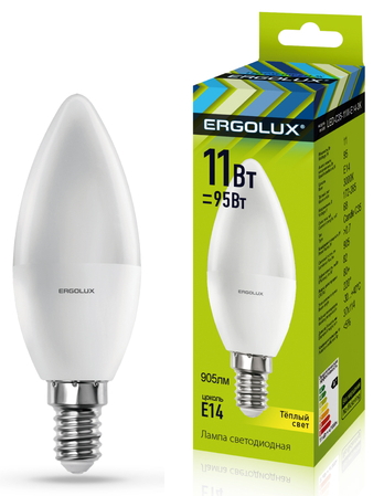Bec LED Ergolux LED-C35-11W-E14-3K photo 1