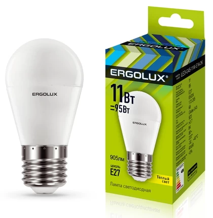 Bec LED Ergolux LED-G45-11W-E27-3K photo 1