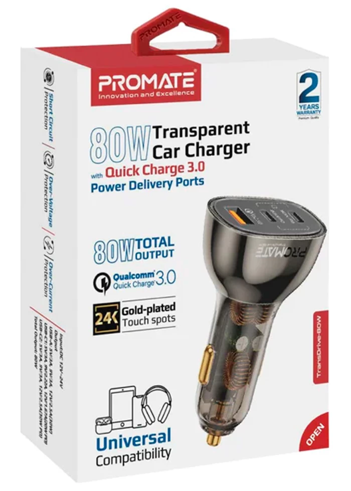 Зарядное устройство авто. для телефона Promate TRANSDRIVE-80W photo 2